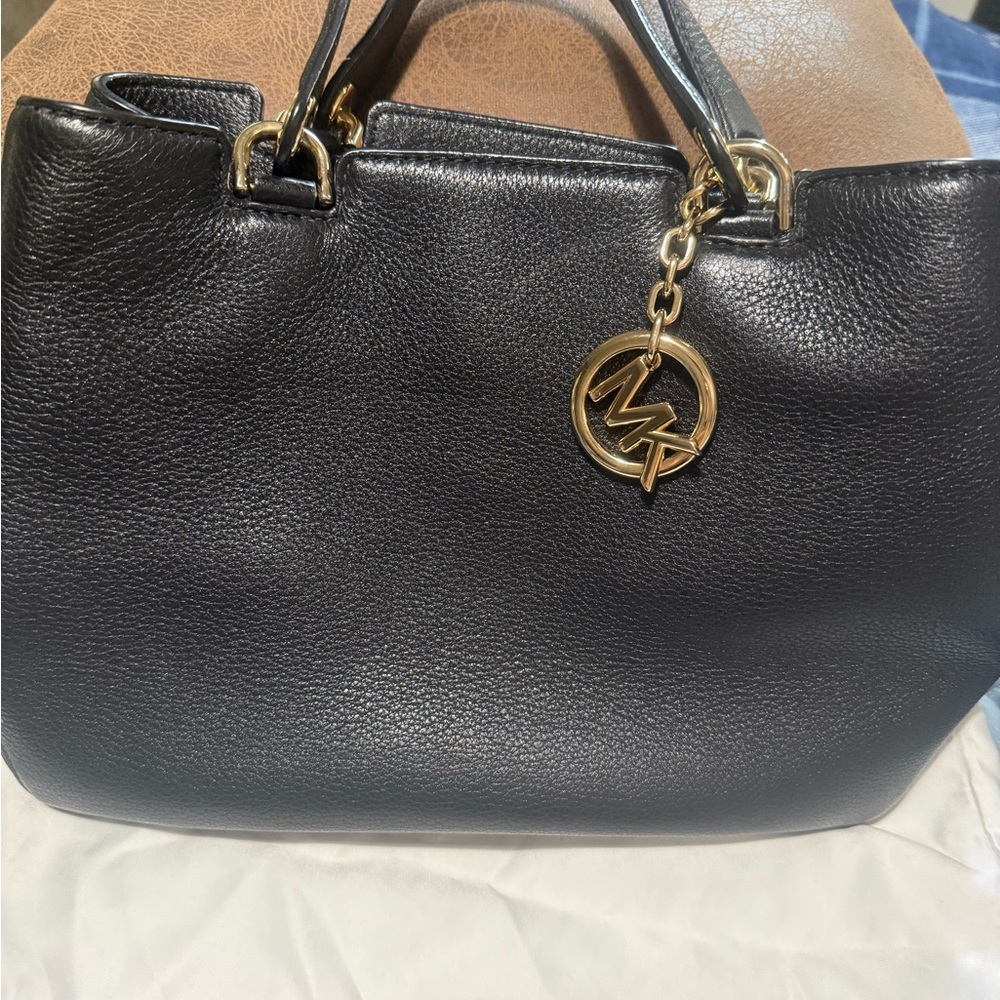 Michael Kors Black Tote with Gold Accents